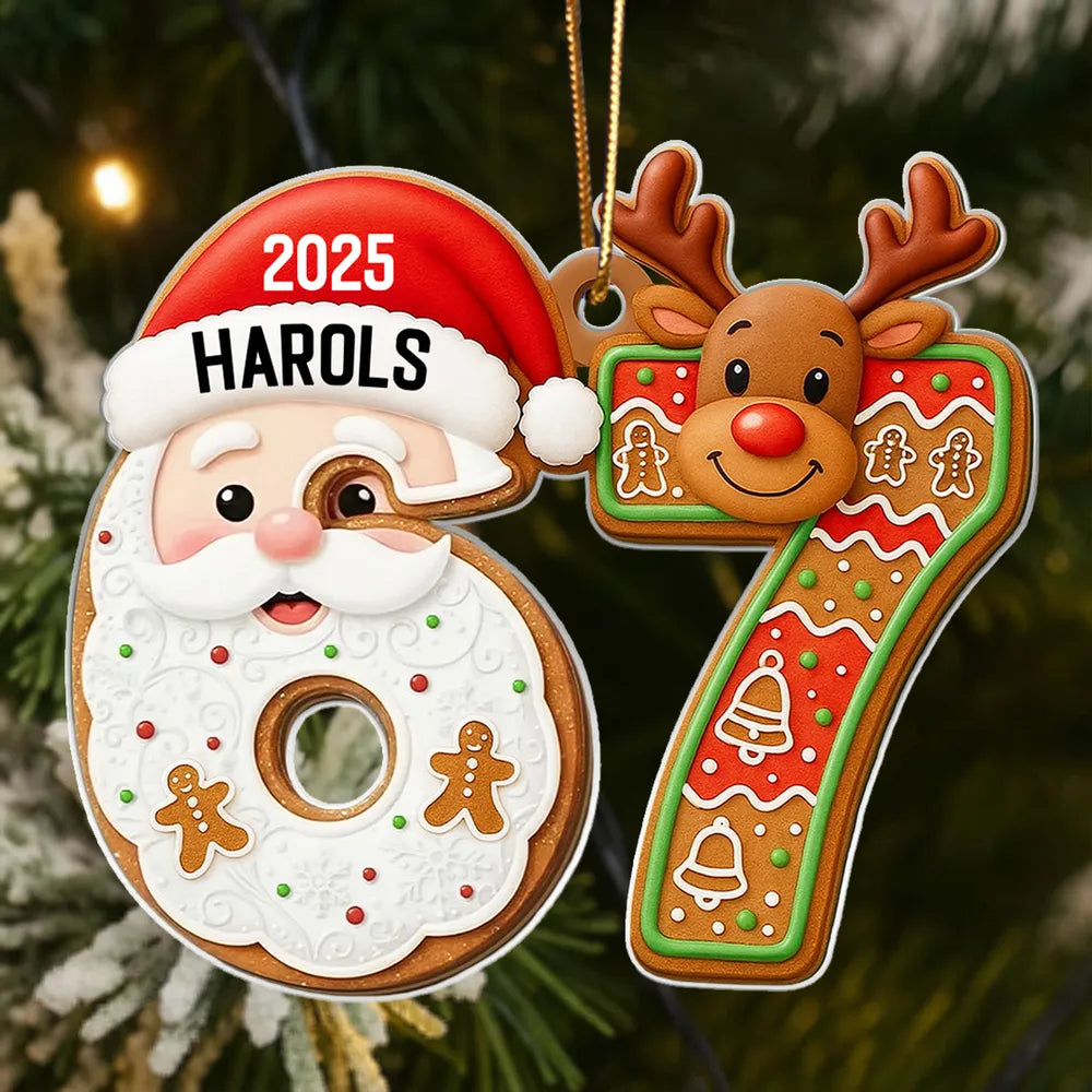 Personalized Christmas Ornament for Kids - Santa and Reindeer Design - Holiday Decoration 2025 Ornament MagicInPrints