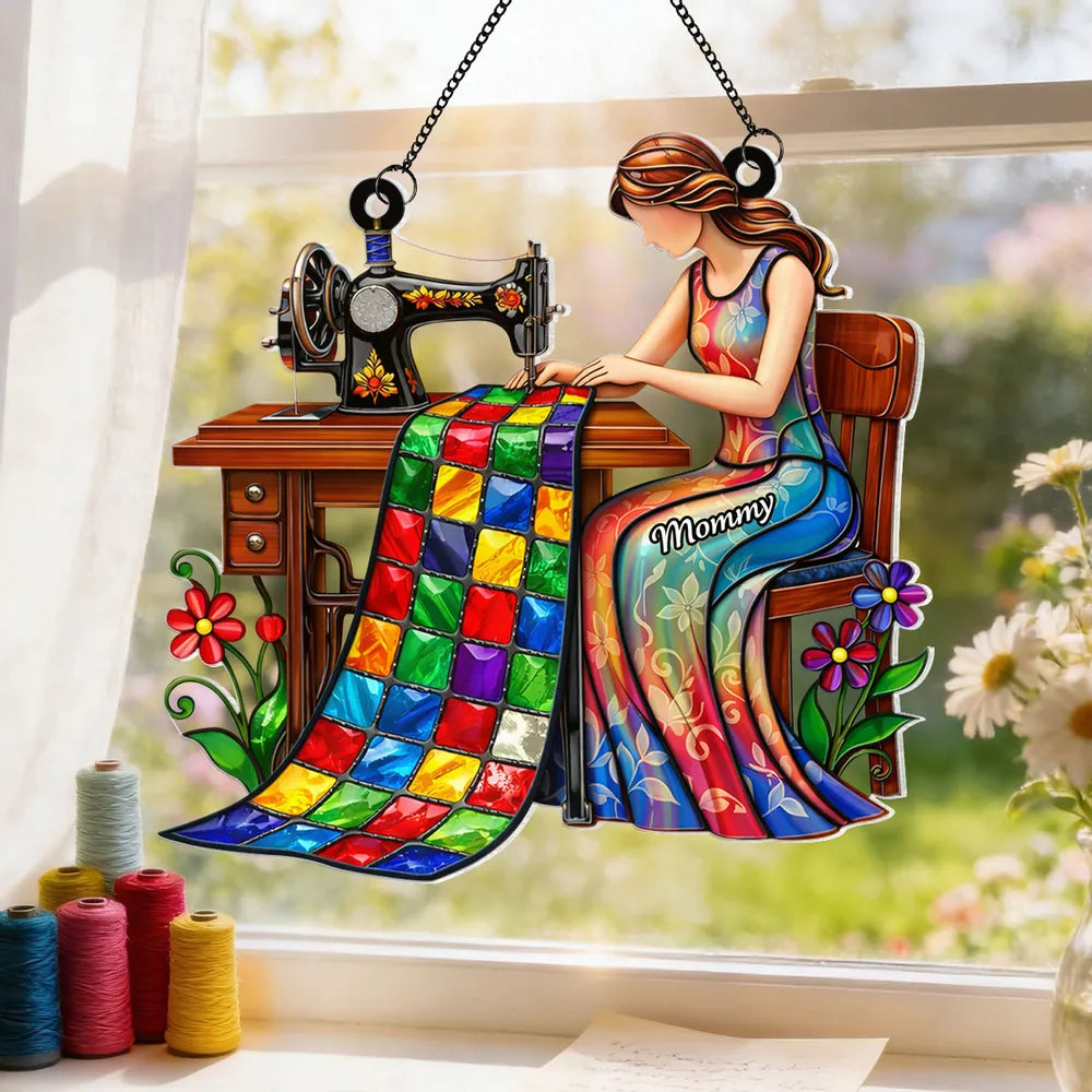 Personalized Stained Glass Sewing Art for Mom - Home Decor Gift Ornament MagicInPrints