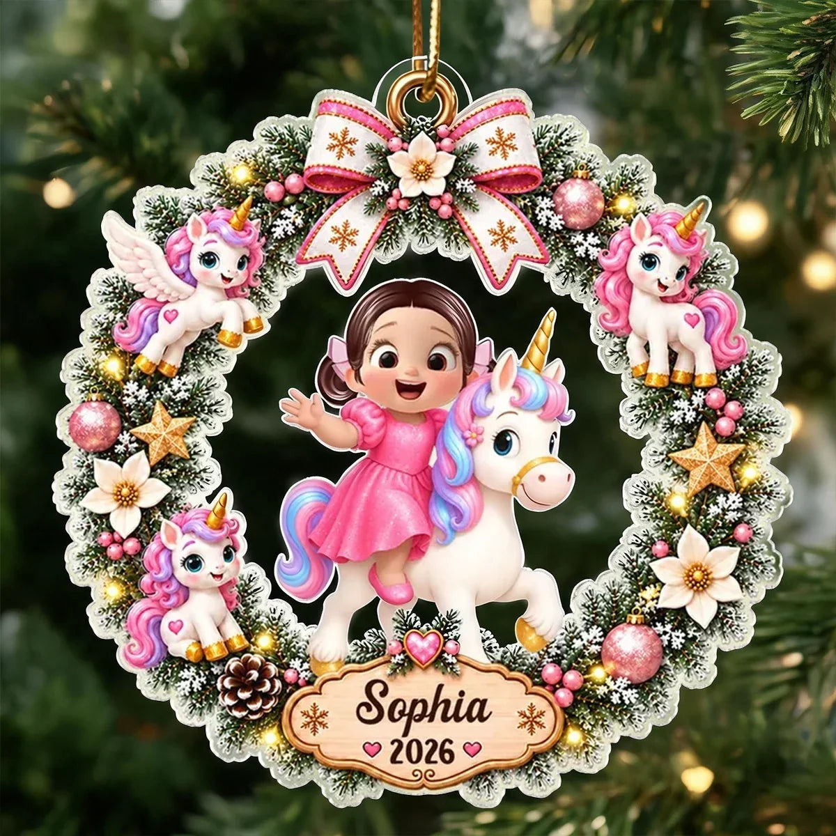 Personalized Unicorn Acrylic Ornament Unique Kids Gift