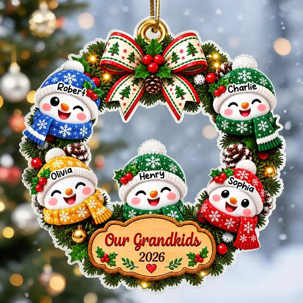 Personalized Acrylic Christmas Ornament Cute Snowman Gift for Grandparents