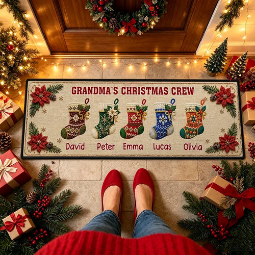 Personalized Christmas Doormat for Grandma's Family Welcome
