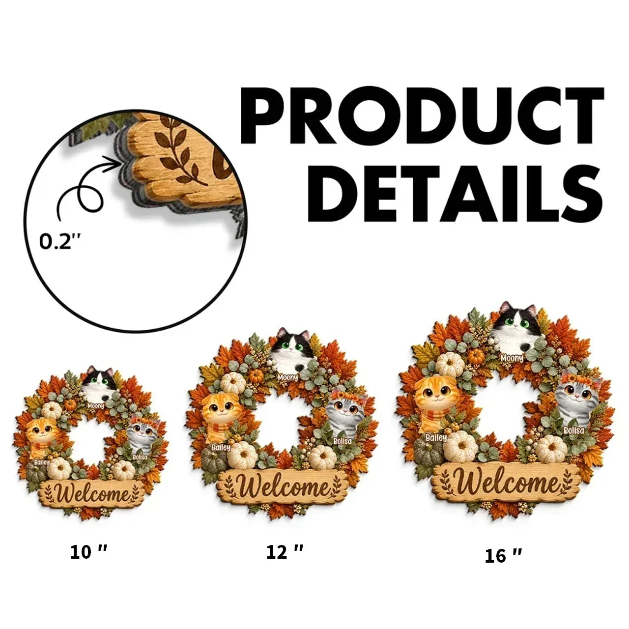 Personalized Wooden Welcome Sign with Cats for Pet Owners