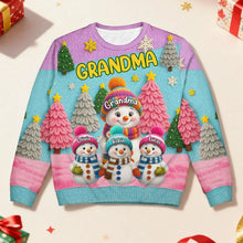 Load image into Gallery viewer, Personalized Snowman Sweatshirt Custom Gift for Grandma Christmas
