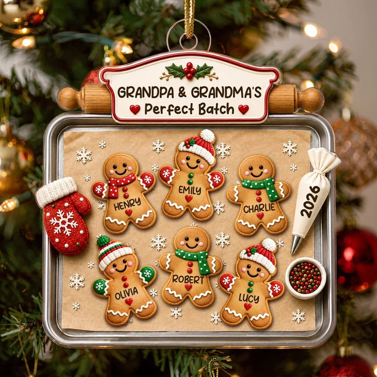 Personalized Gingerbread Family Ornament Unique Christmas Gift for Grandparents
