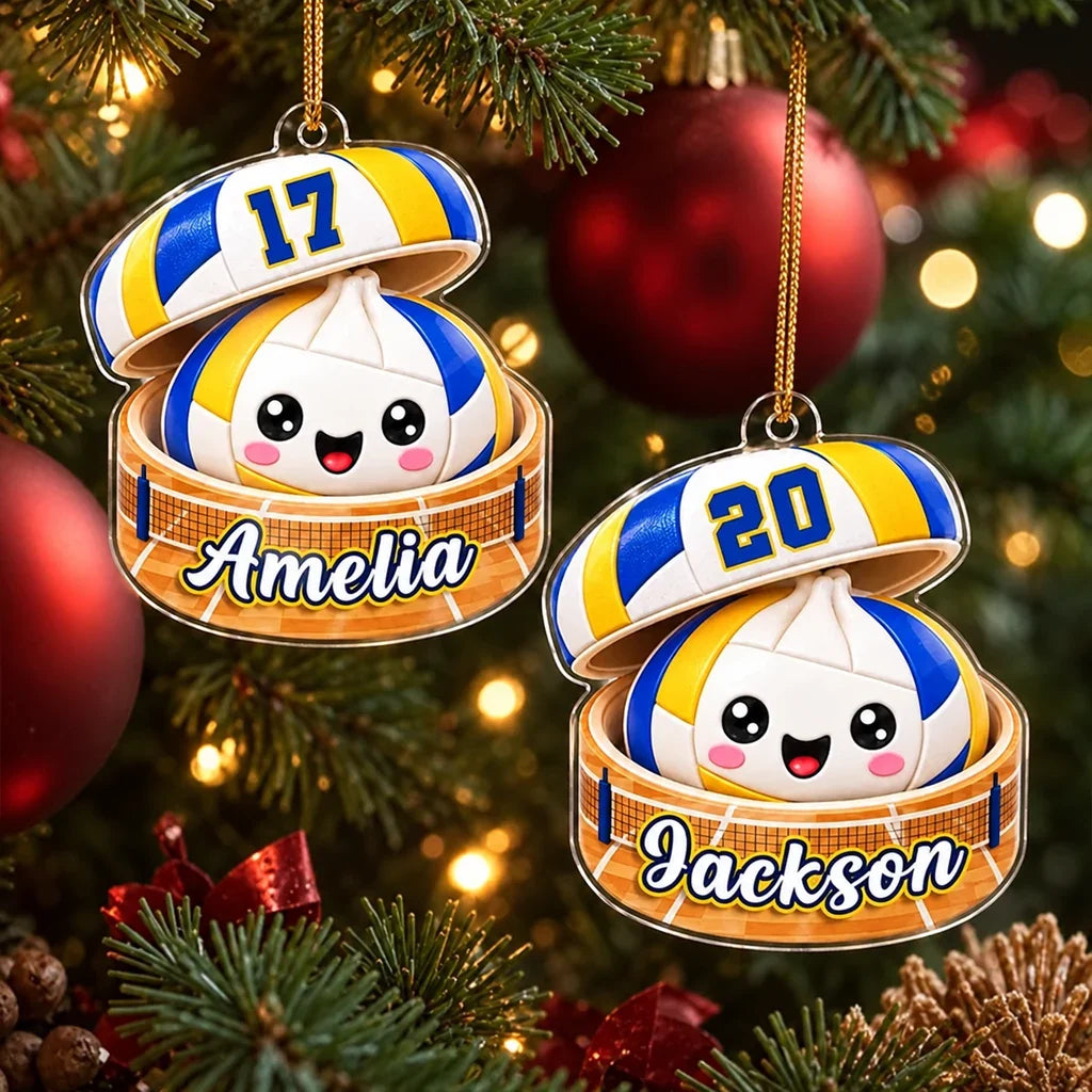 Personalized Volleyball Dumpling Acrylic Ornament Gift for Kids