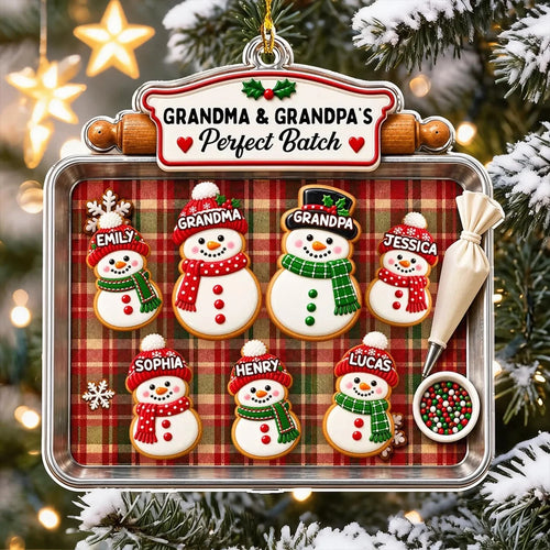 Personalized Acrylic Snowman Cookie Ornament Gift for Grandparents