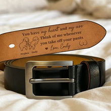 Load image into Gallery viewer, Personalized Leather Belt with Cartoon Couple Gift for Him
