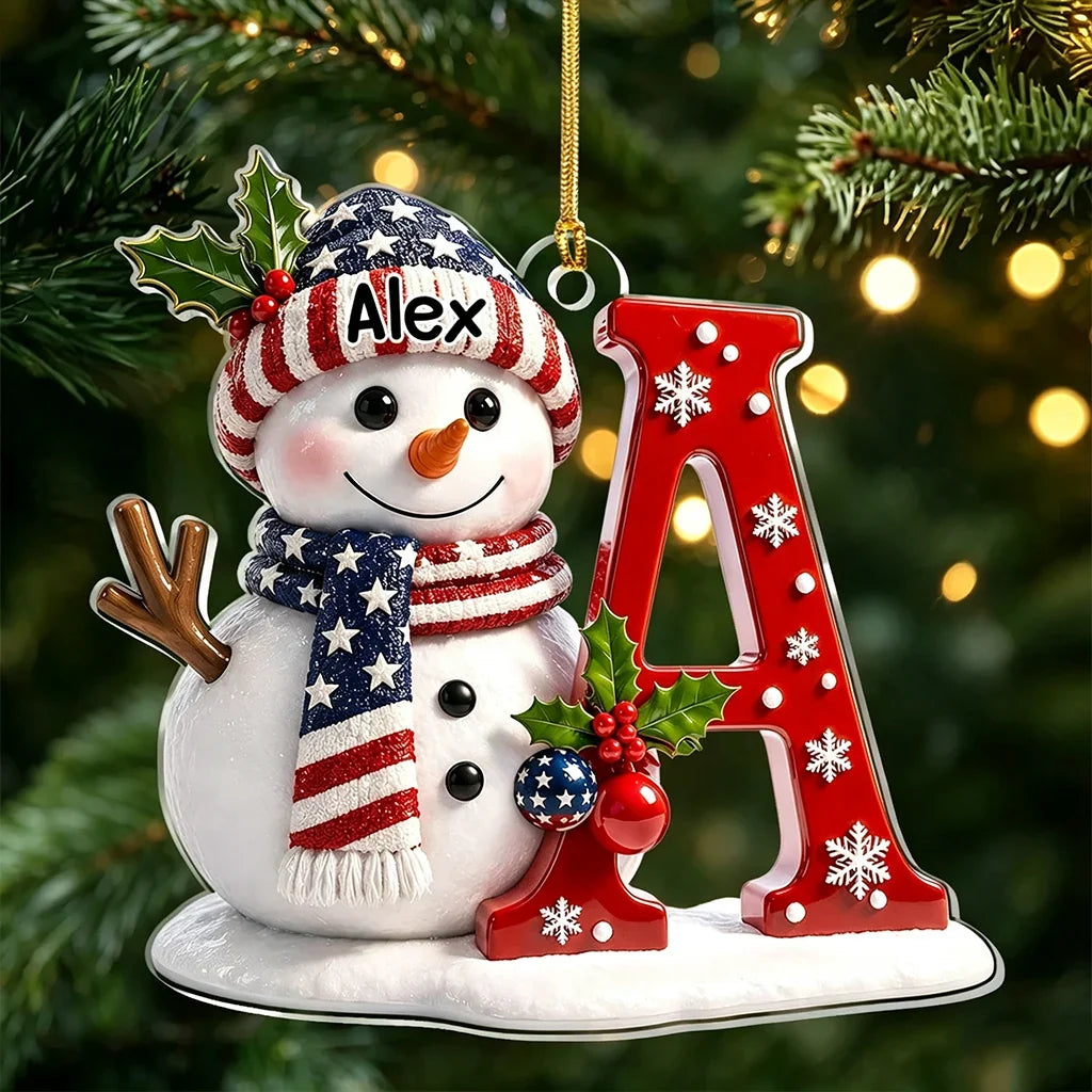 Personalized Snowman Acrylic Ornament Christmas Gift for Kids