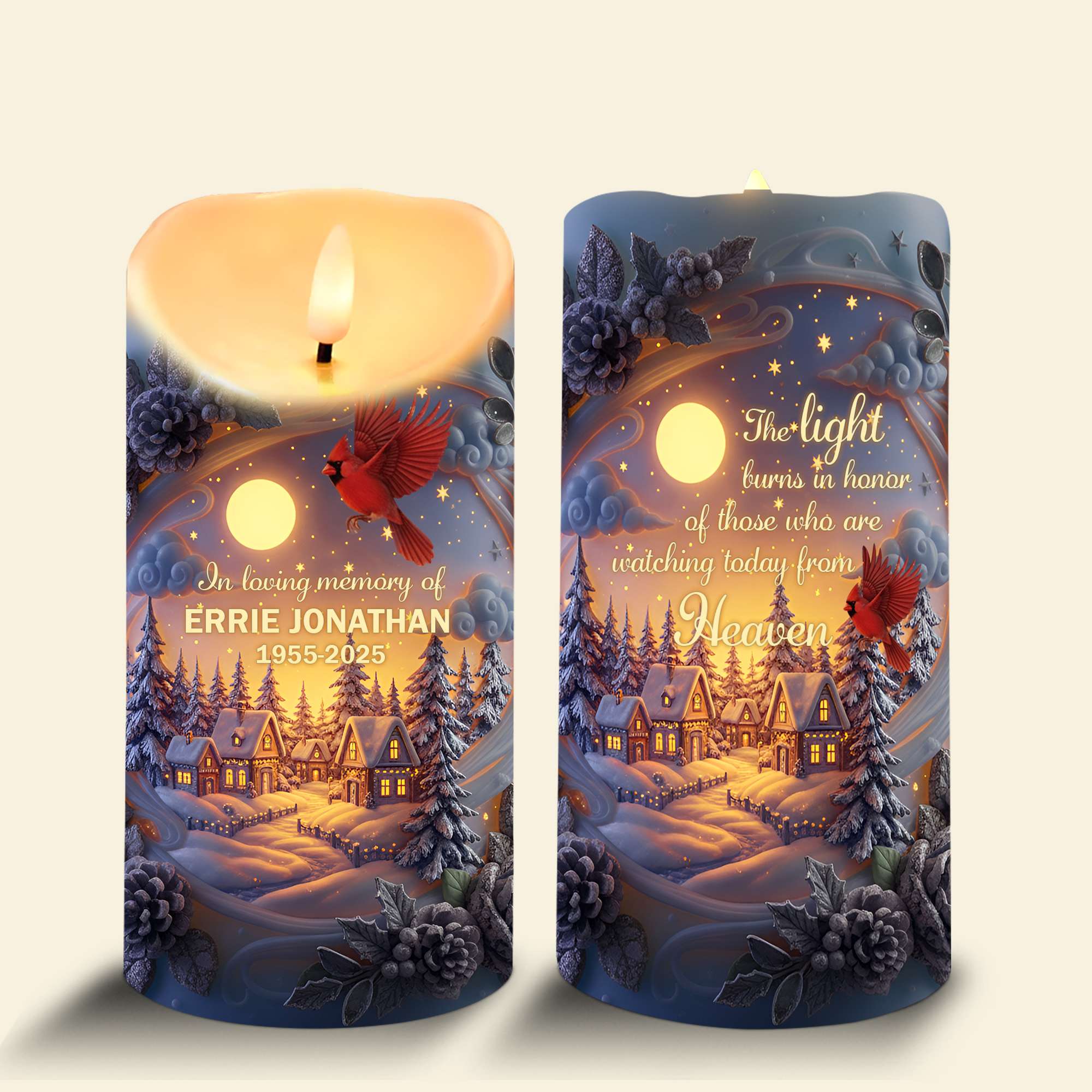 In Loving Memory, The Light Burns Bright - Personalized LED Candle for Memorials Led Candle MagicInPrints