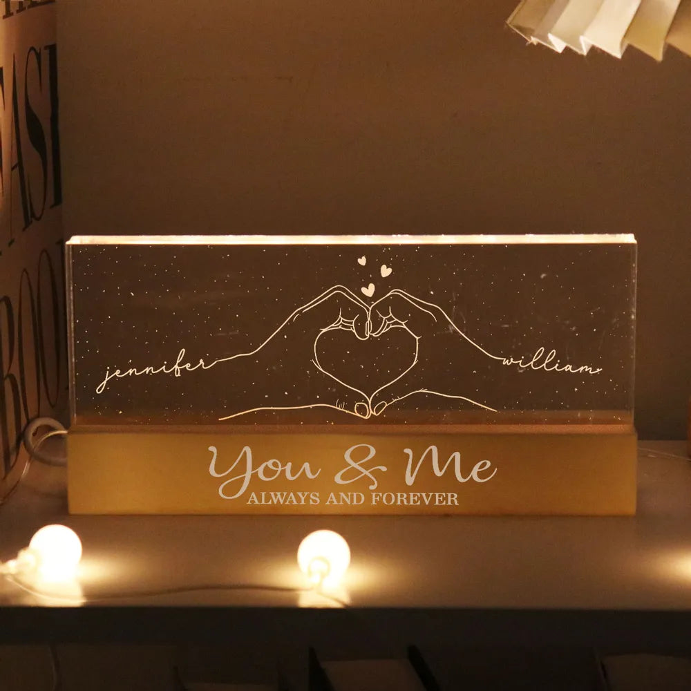 Personalized LED Night Light for Couples with Custom Names - Romantic Gift for Anniversary Plaque MagicInPrints