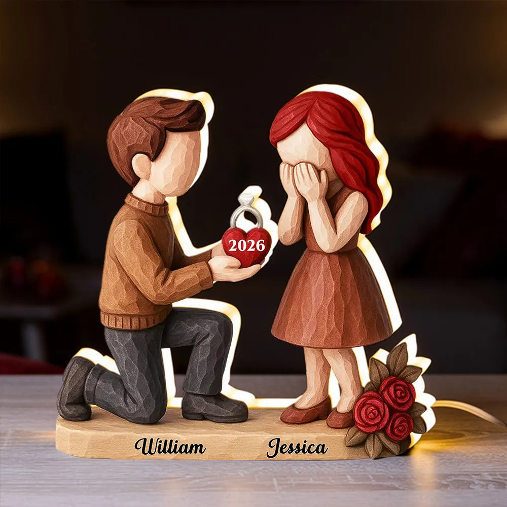 Personalized Wooden Couple Figurine - Engagement Gift for Couples Plaque MagicInPrints