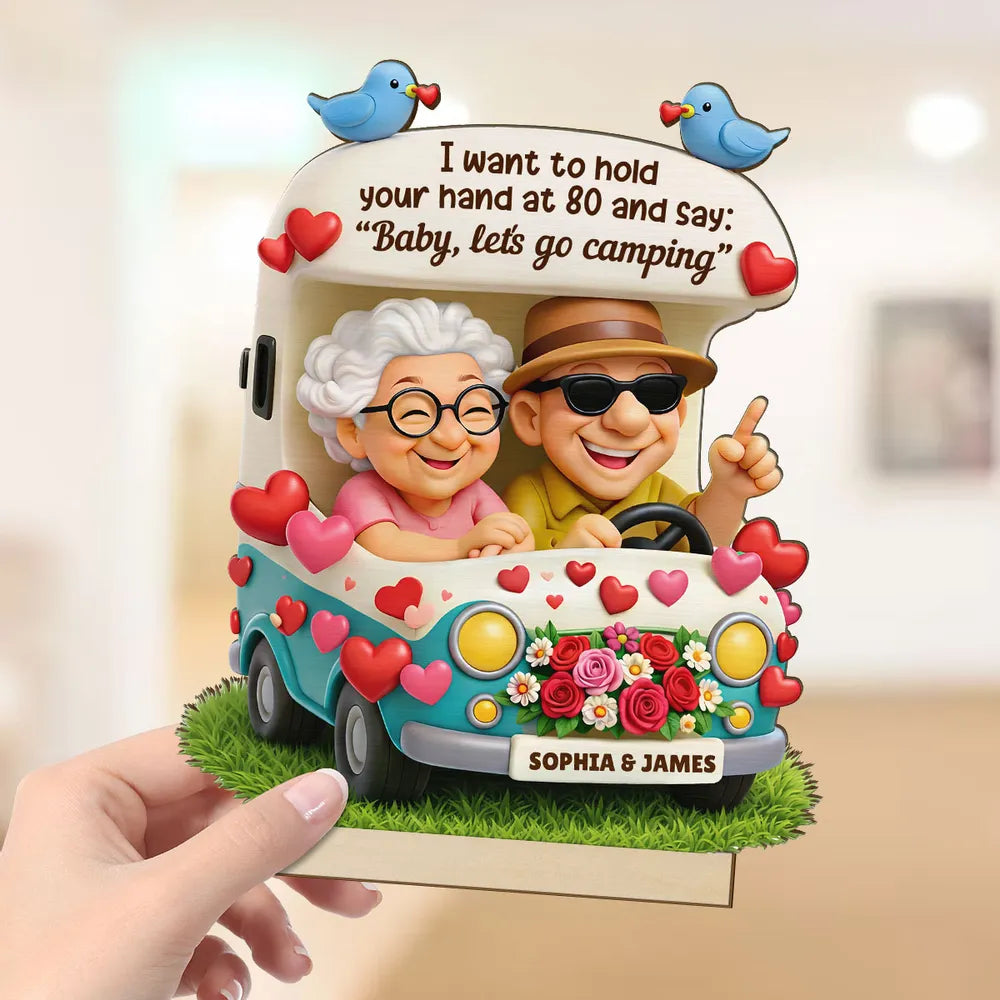 Personalized Elderly Couple Car Figurine for Seniors - Romantic Anniversary Gift Plaque MagicInPrints