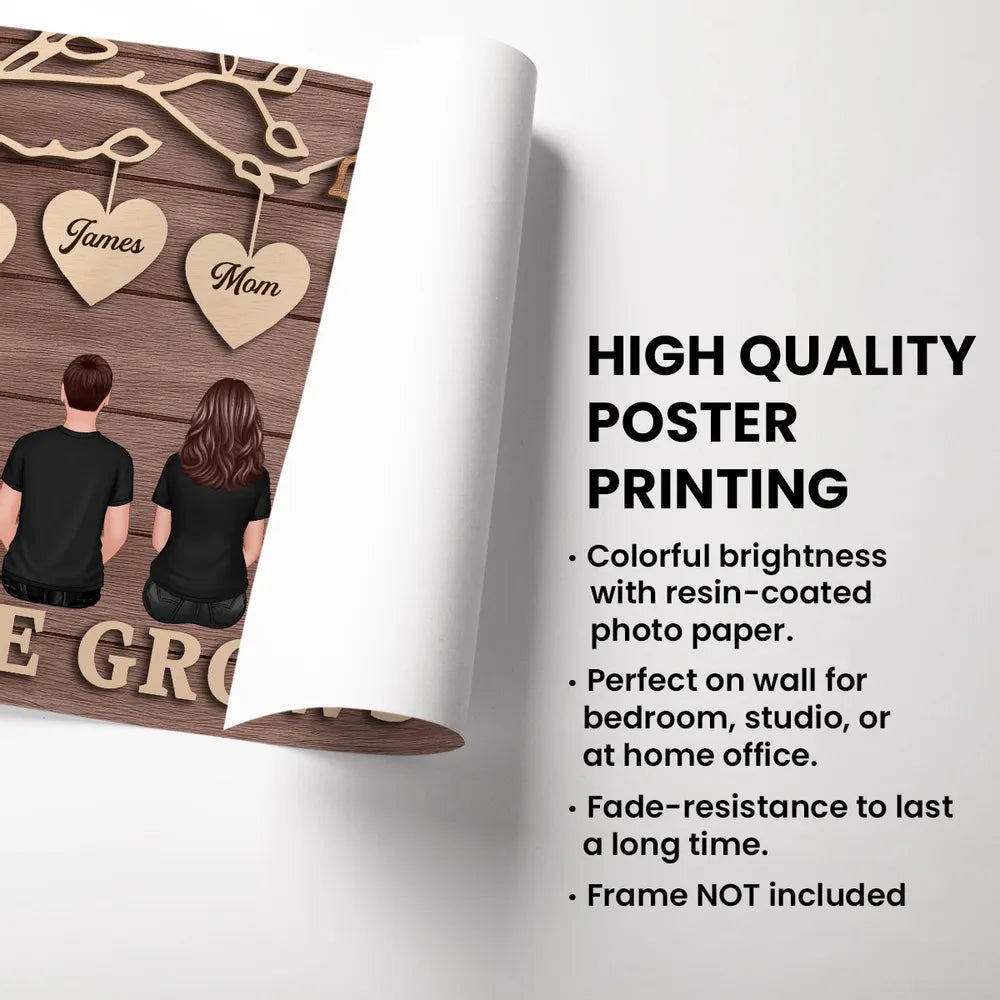 Personalized Family Wall Art for Home Decor - Love Grows Here Poster or Canvas MagicInPrints