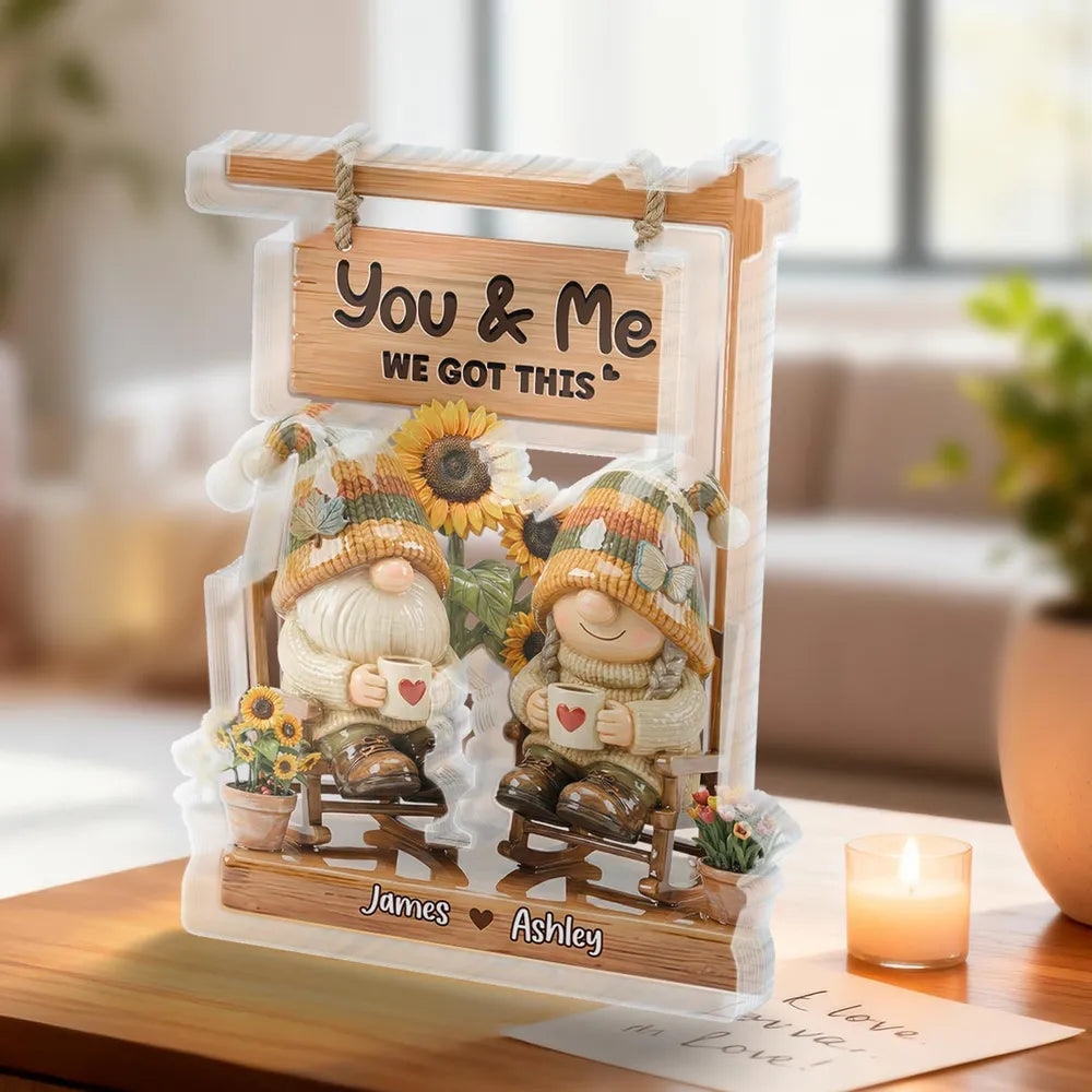 Personalized Gnome Couple Figurine for Couples - Romantic Home Decor Gift Plaque MagicInPrints
