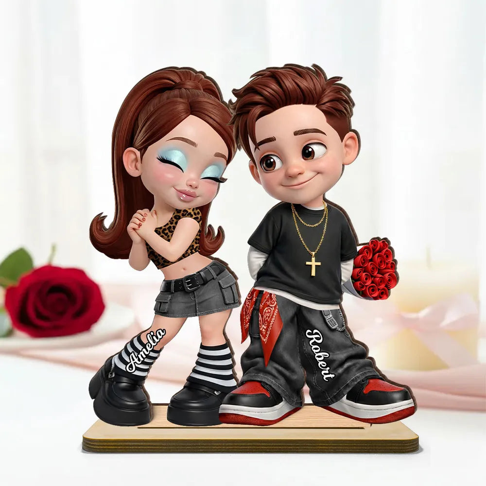 Personalized Couple Figurine Romantic Gift for Valentine's Day - Custom Names Plaque MagicInPrints