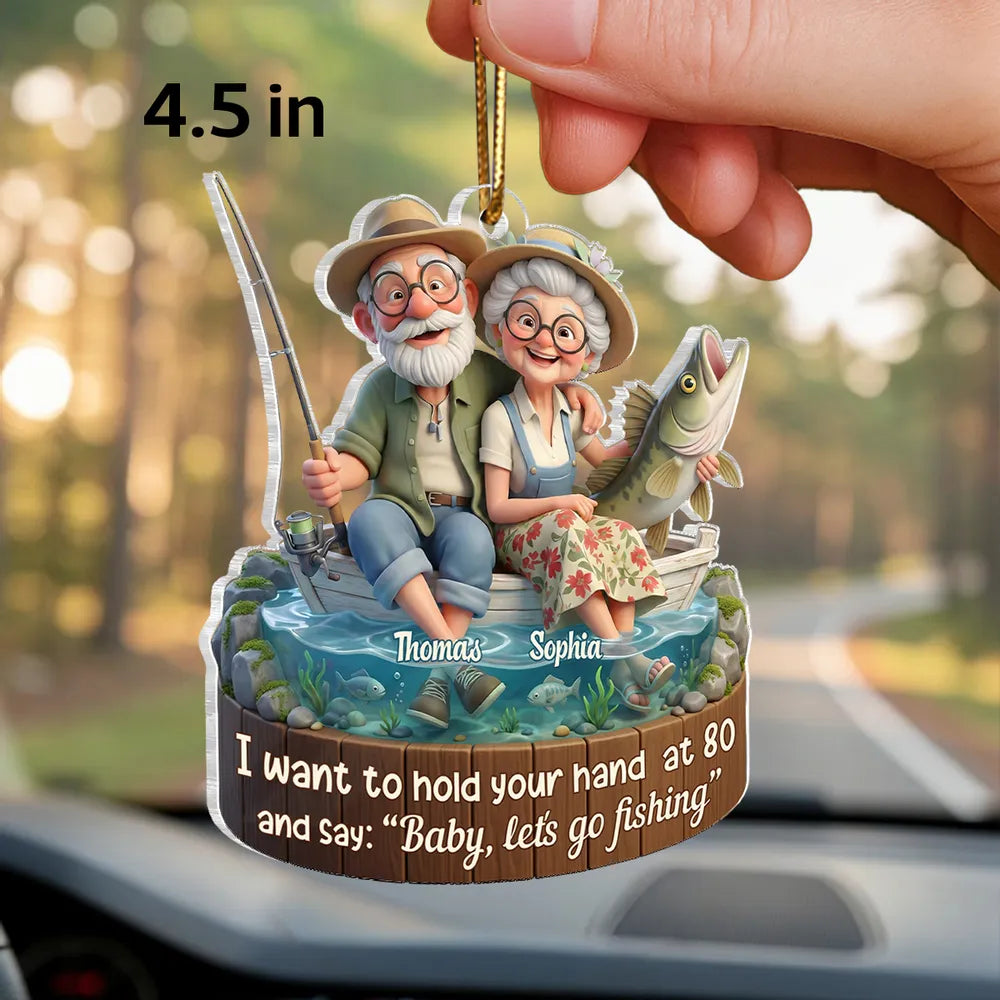 Personalized Fishing Couple Car Ornament for Seniors - Romantic Keepsake Gift Ornament MagicInPrints
