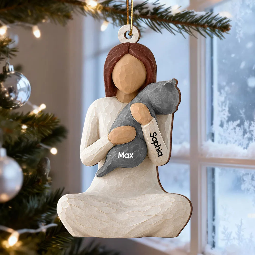 Custom Wooden Family Ornament with Pet Names - Christmas Gift Ornament MagicInPrints