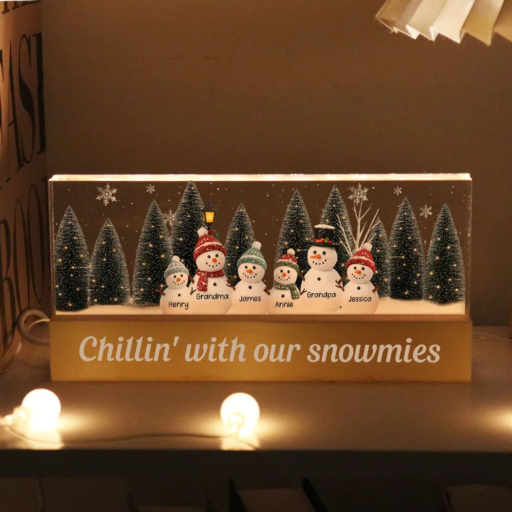 Personalized Snowman Family LED Light for Home Decor - Christmas Gift Plaque MagicInPrints