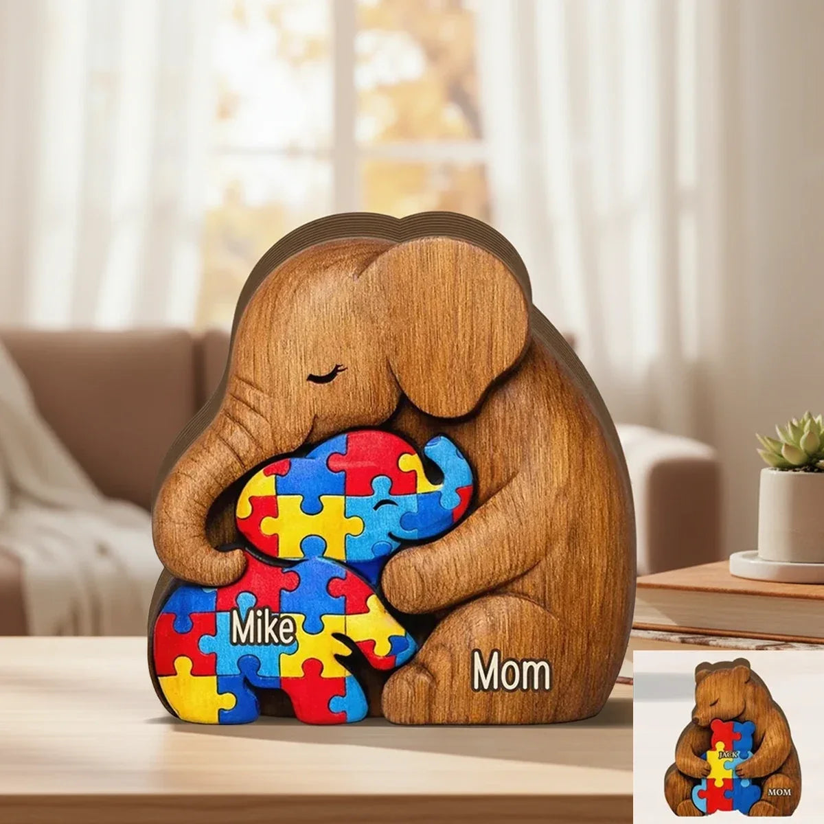 Custom Thick Wooden Autism Plaque Mom and Child Gift