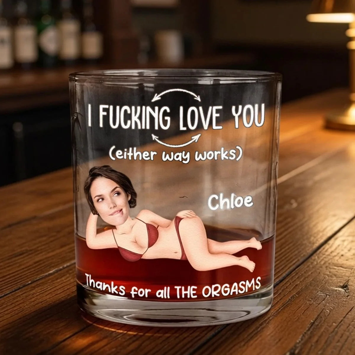 Personalized Funny Whiskey Glass Custom Portrait Gift for Husband