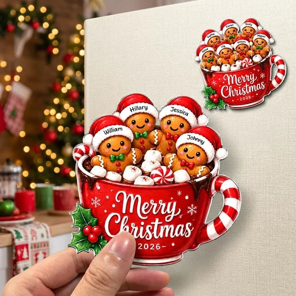 Personalized Gingerbread Family Acrylic Magnet Unique Gift for Christmas