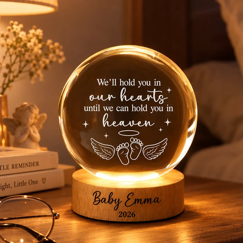Personalized Globe Lamp with Angel Baby Footprints Memorial Gift for Grieving Parents
