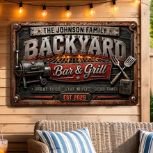 Load image into Gallery viewer, Personalized Rectangular Iron Sign for Backyard Cookout Gift
