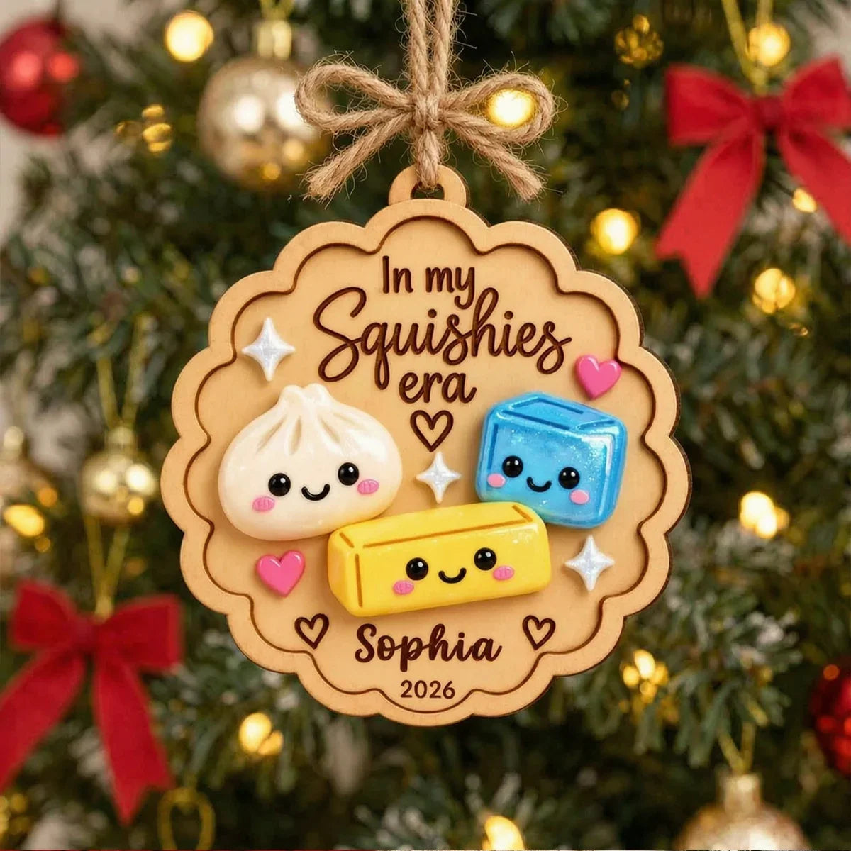 Personalized Squishy Character Wooden Ornament for Kids Gift