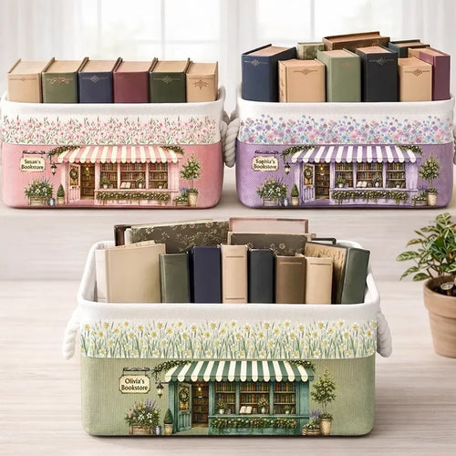 Personalized Cotton Linen Rope Basket Gift for Book Lovers