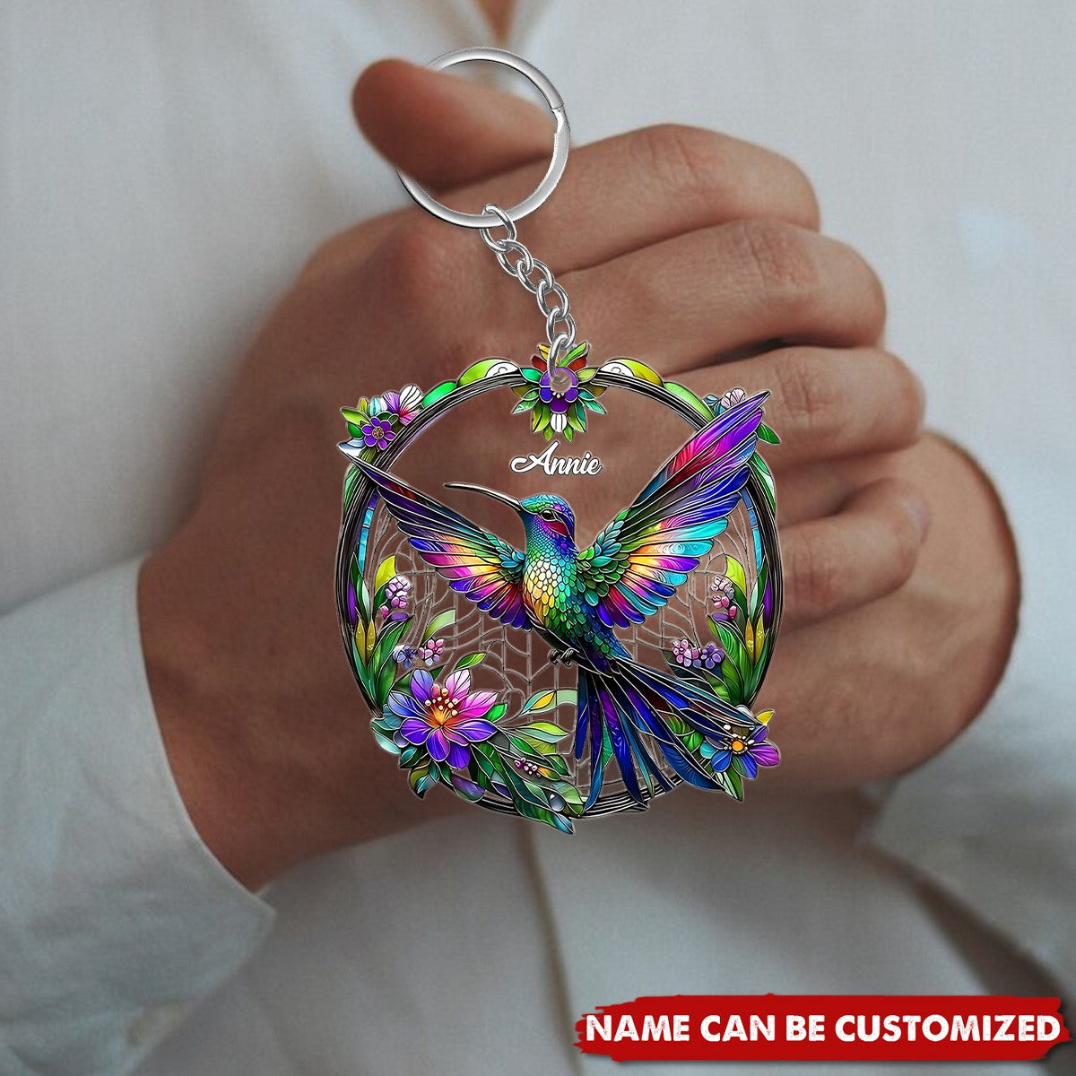 Personalized Acrylic Hummingbird Keychain Gift for Bird Lovers