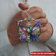 Load image into Gallery viewer, Personalized Acrylic Hummingbird Keychain Gift for Bird Lovers
