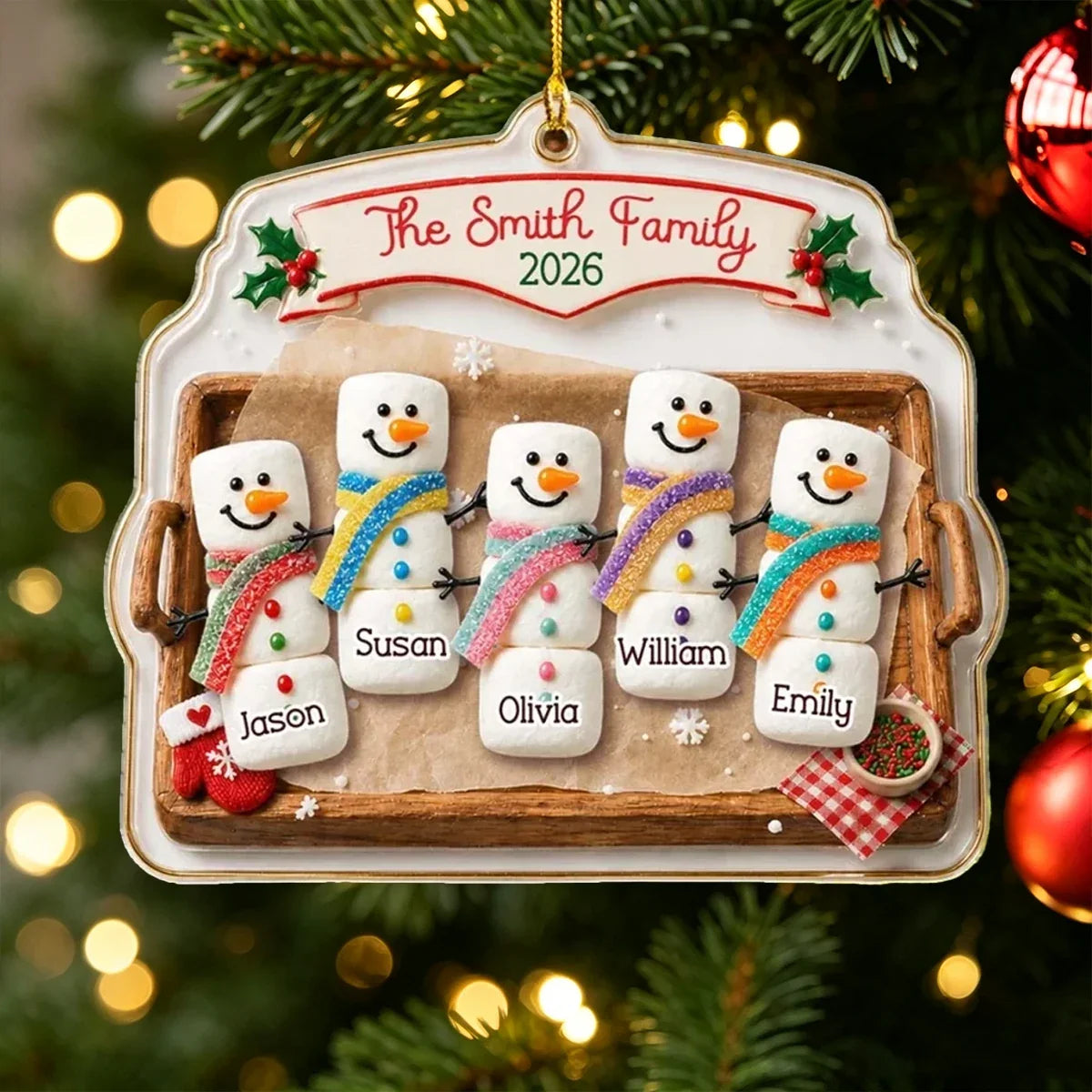 Personalized Acrylic Ornament Family Snowman Gift for Parents