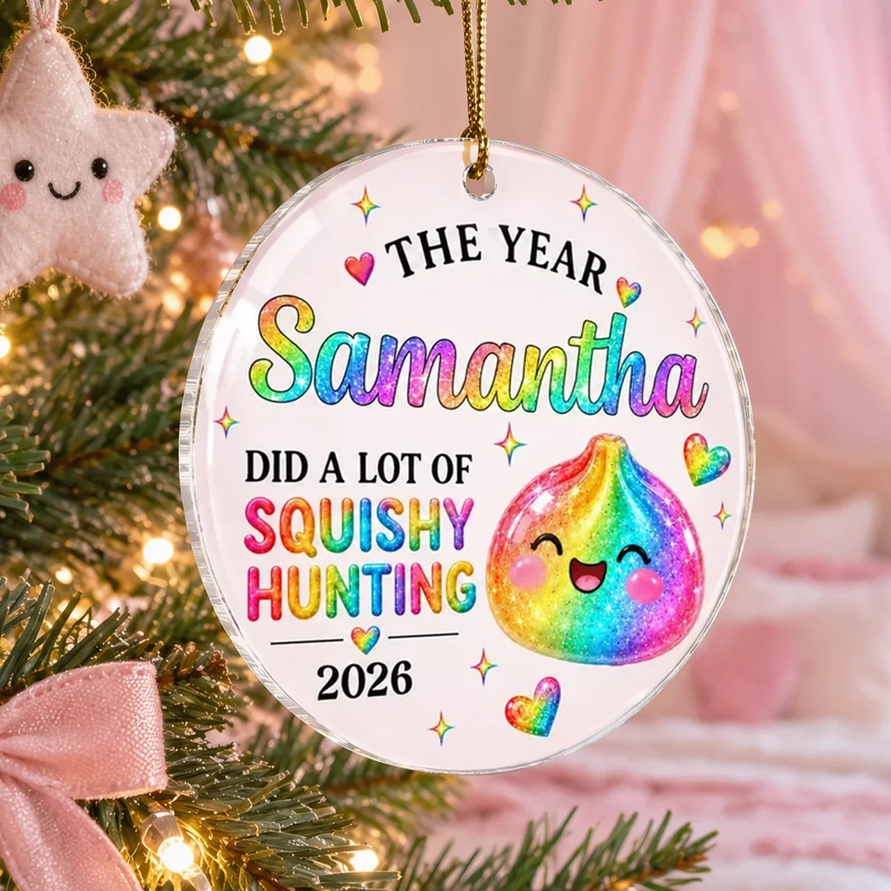 Personalized Rainbow Dumpling Acrylic Ornament Gift for Kids
