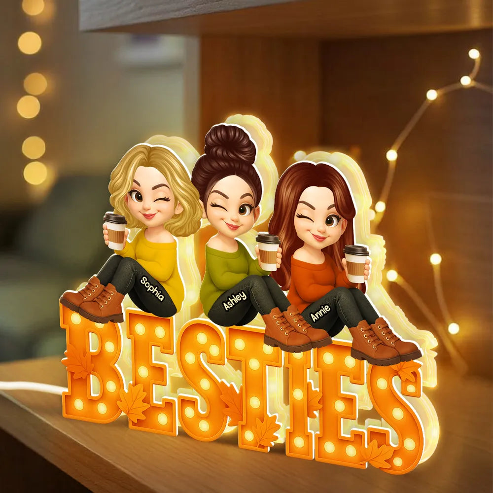 Personalized Besties LED Light for Friends - Cozy Home Decor Gift Plaque MagicInPrints