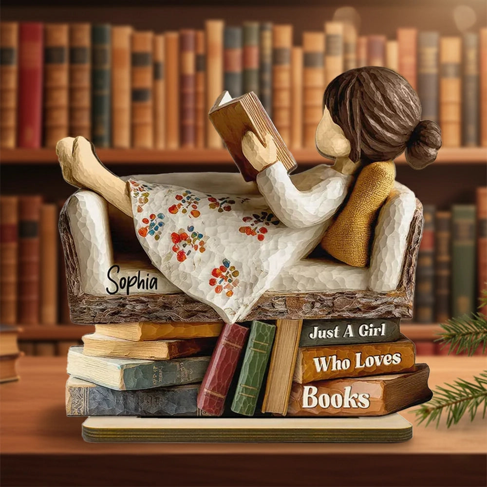 Personalized Book Lover Figurine for Girls - Reading Enthusiast Gift Plaque MagicInPrints