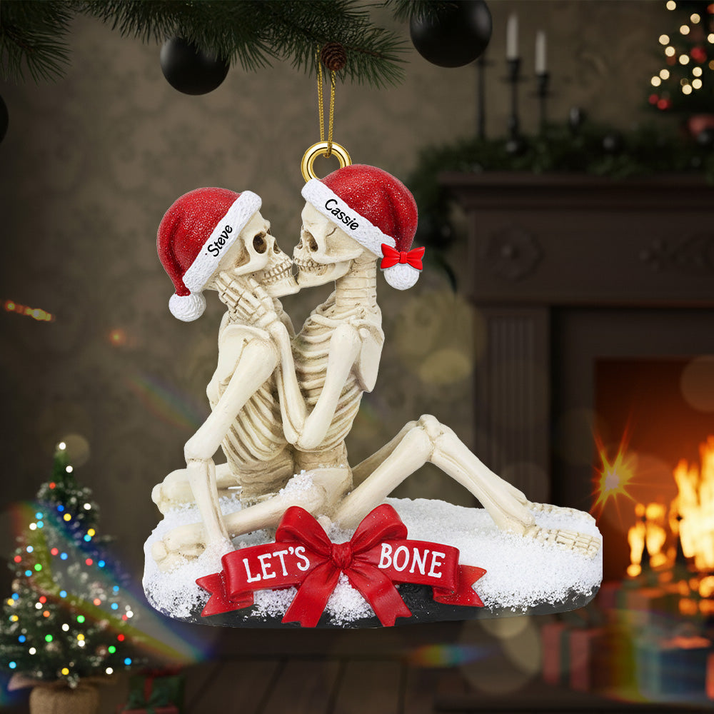 Excited Bone Couple Christmas Ornament, Personalized Gifts For Couple Ornament MagicInPrints