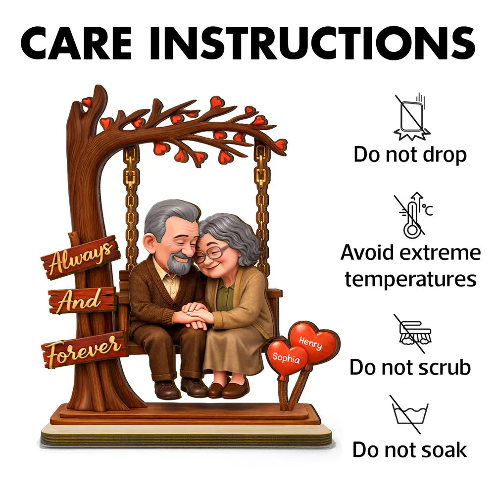 Personalized Couple Figurine for Seniors - Always and Forever Anniversary Gift Plaque MagicInPrints
