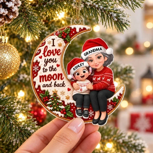 Personalized Acrylic Ornament for Grandma with Grandchild Custom Gift