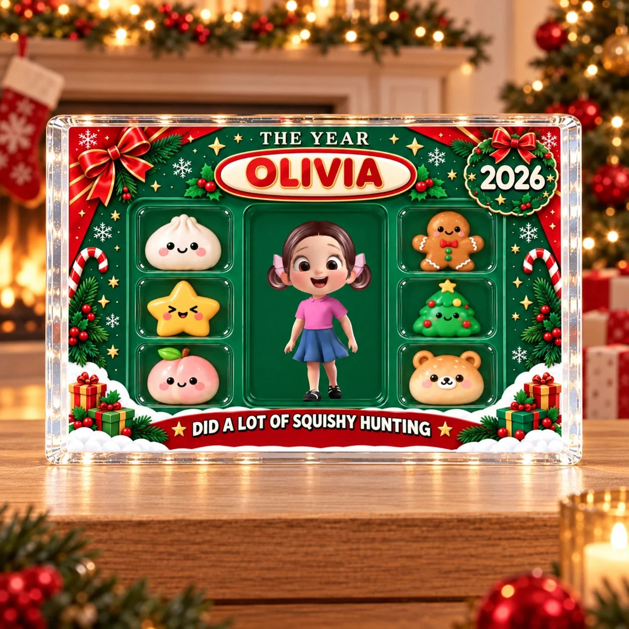 Personalized Squishy Hunter Christmas Acrylic Plaque Gift for Kids