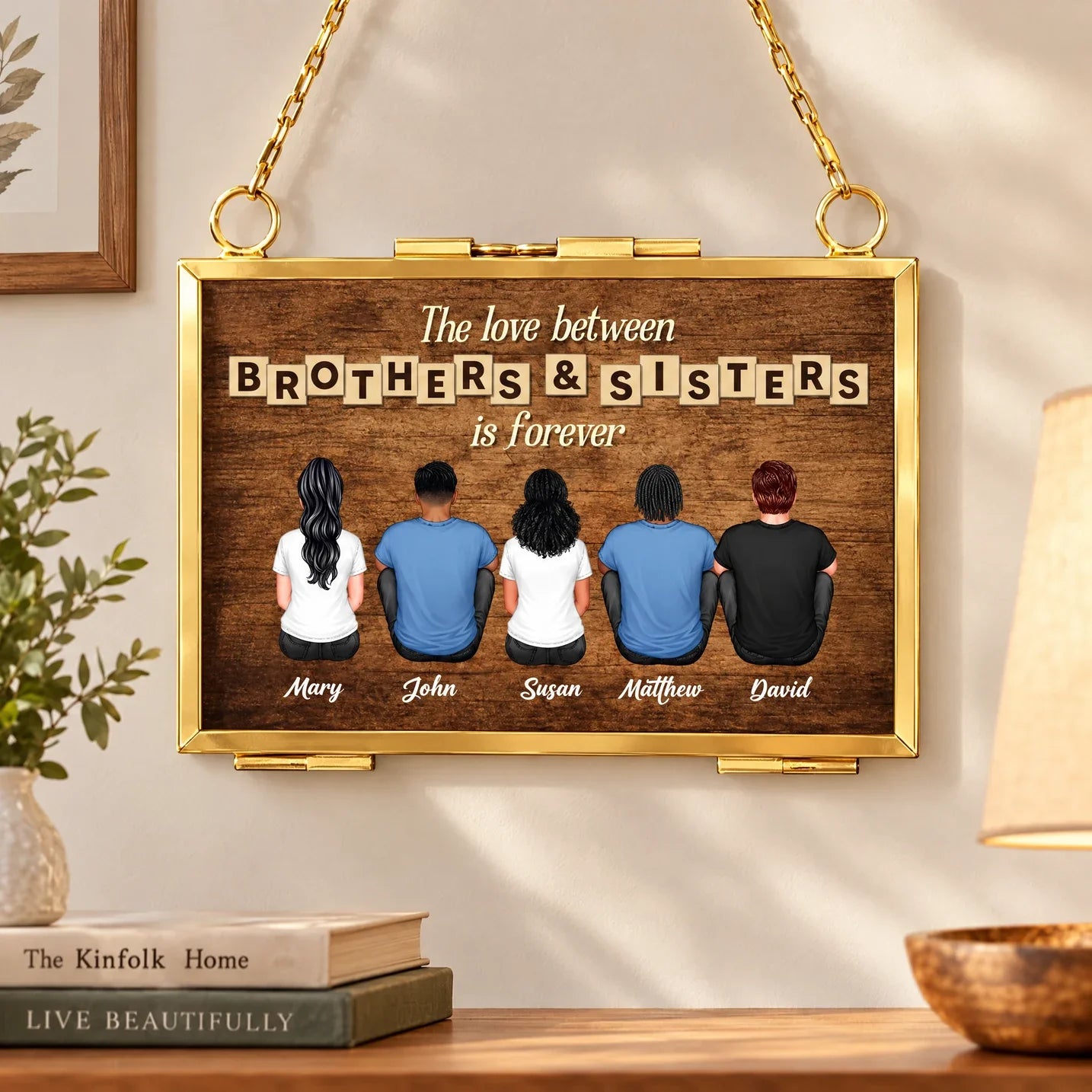 Personalized Siblings Keepsake Hanging Photo Frame Ornament Gift