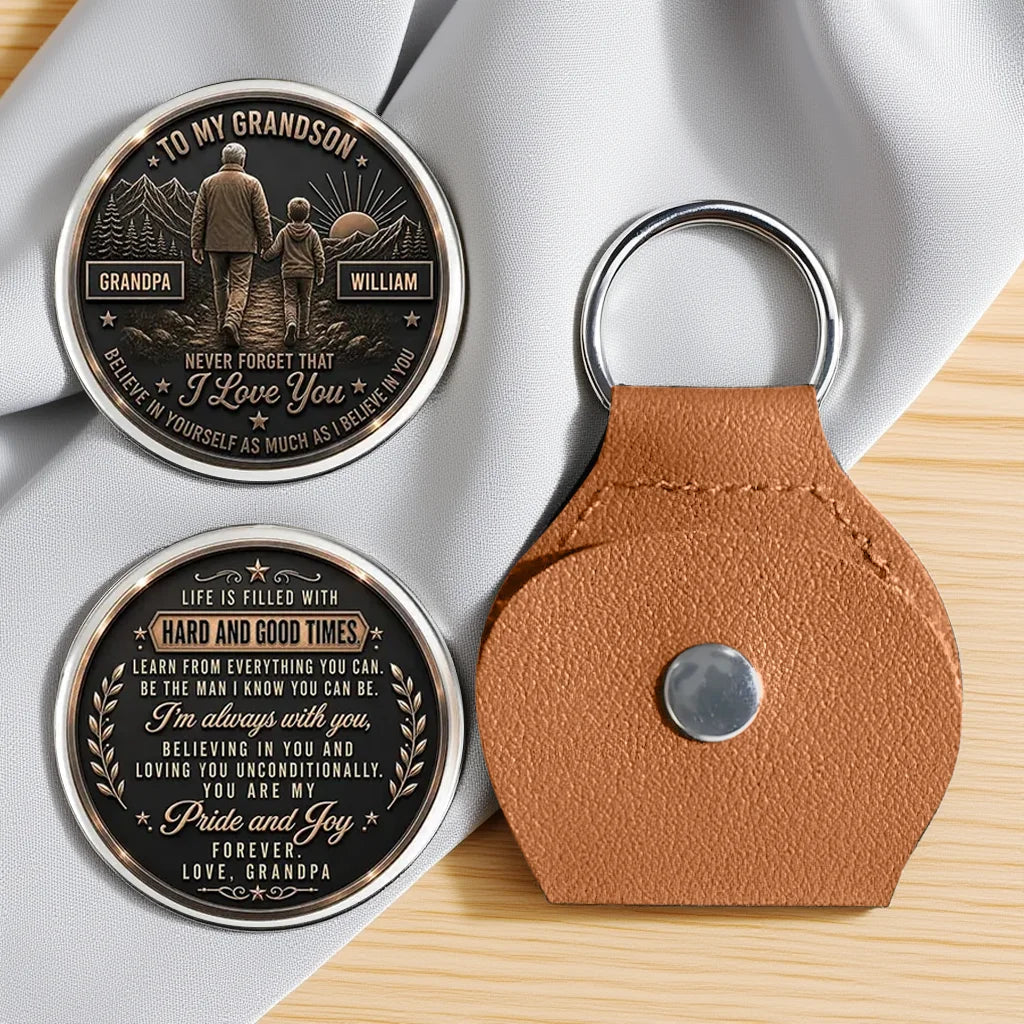Personalized Pocket Hug Keychain Custom Gift for Grandson