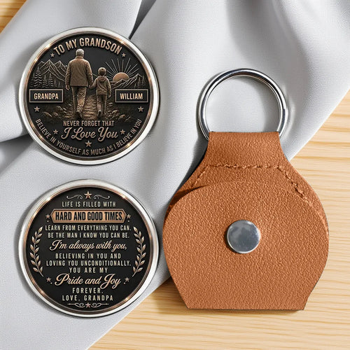 Personalized Pocket Hug Keychain Custom Gift for Grandson