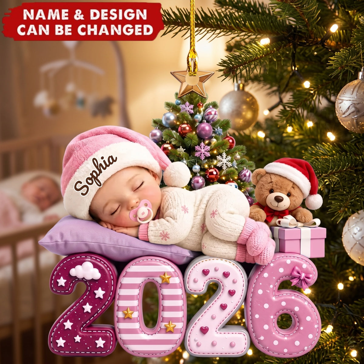 Personalized Acrylic Ornament Cute Sleeping Baby Gift for New Parents