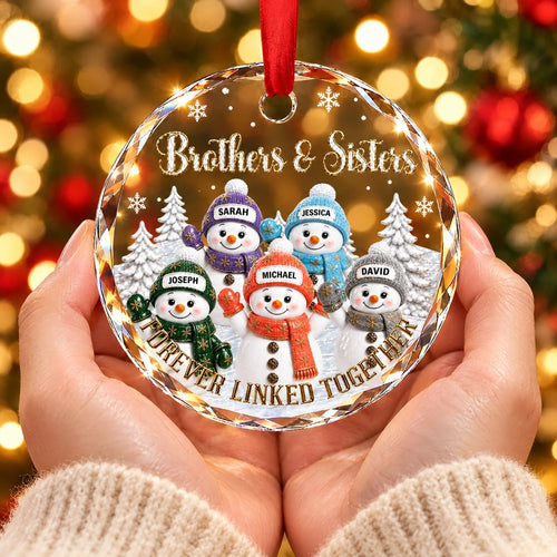Personalized Crystal Snowman Ornament Gift for Siblings