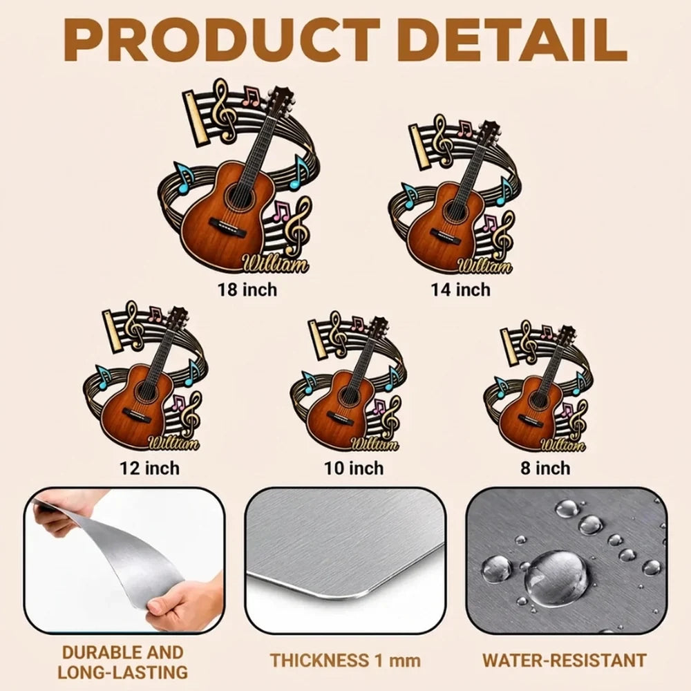 Personalized Guitar Shaped Metal Sign for Musicians | Gift Idea
