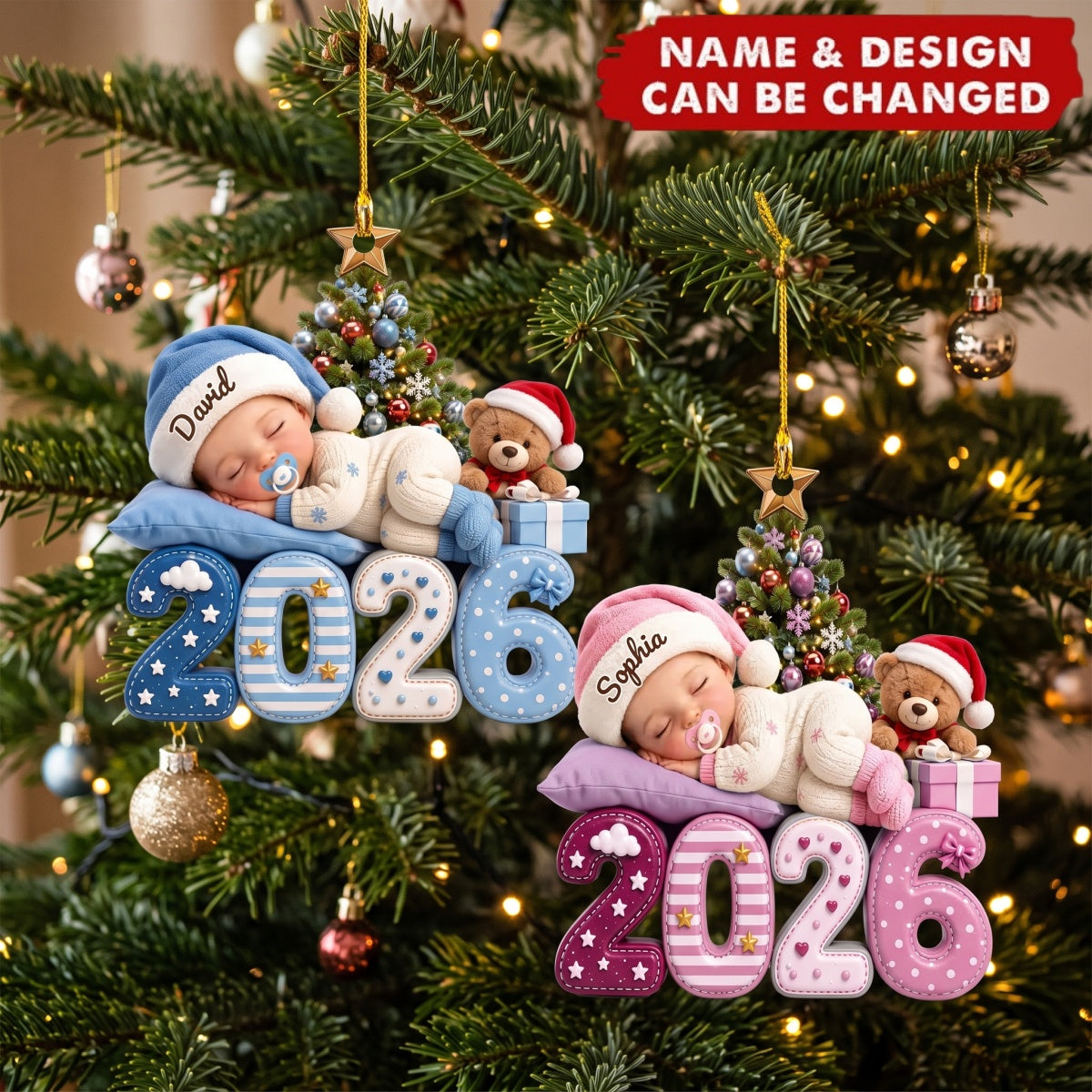 Personalized Acrylic Ornament Cute Sleeping Baby Gift for New Parents