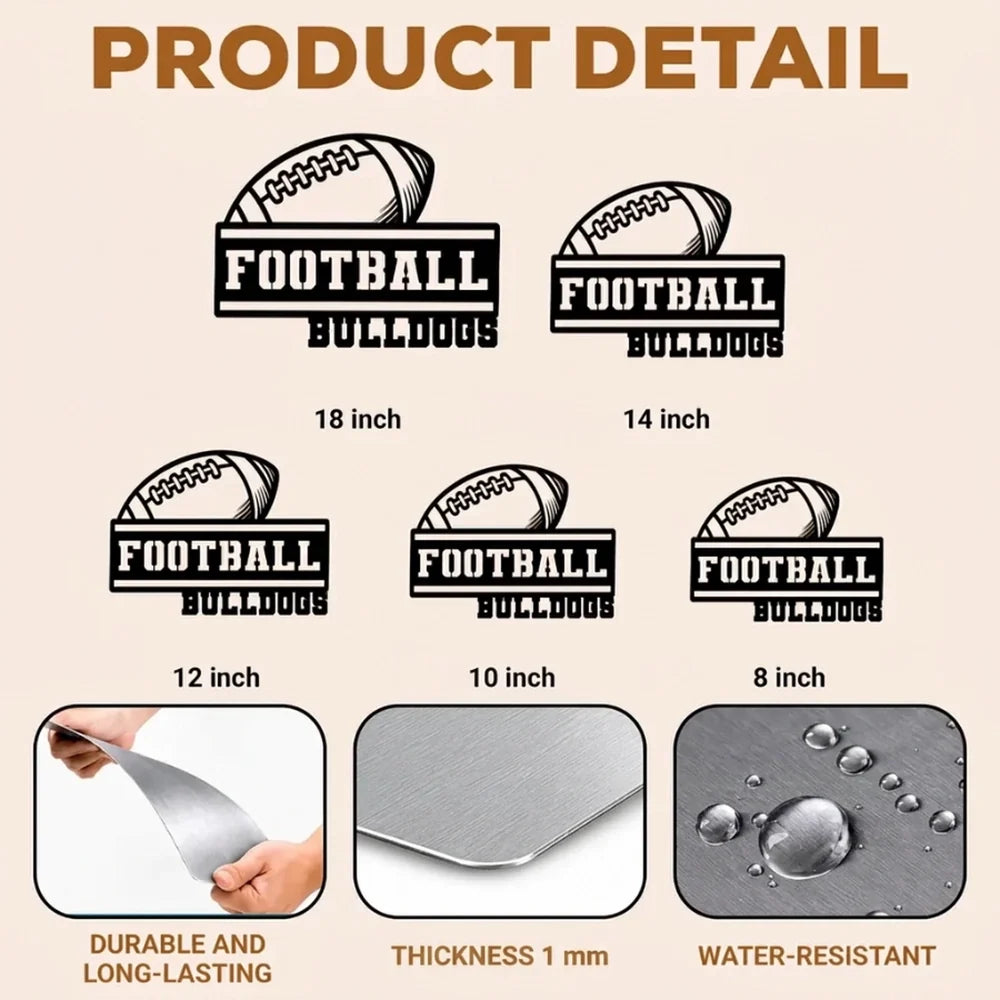 Personalized Football Shaped Metal Sign Gift for Dad Coach