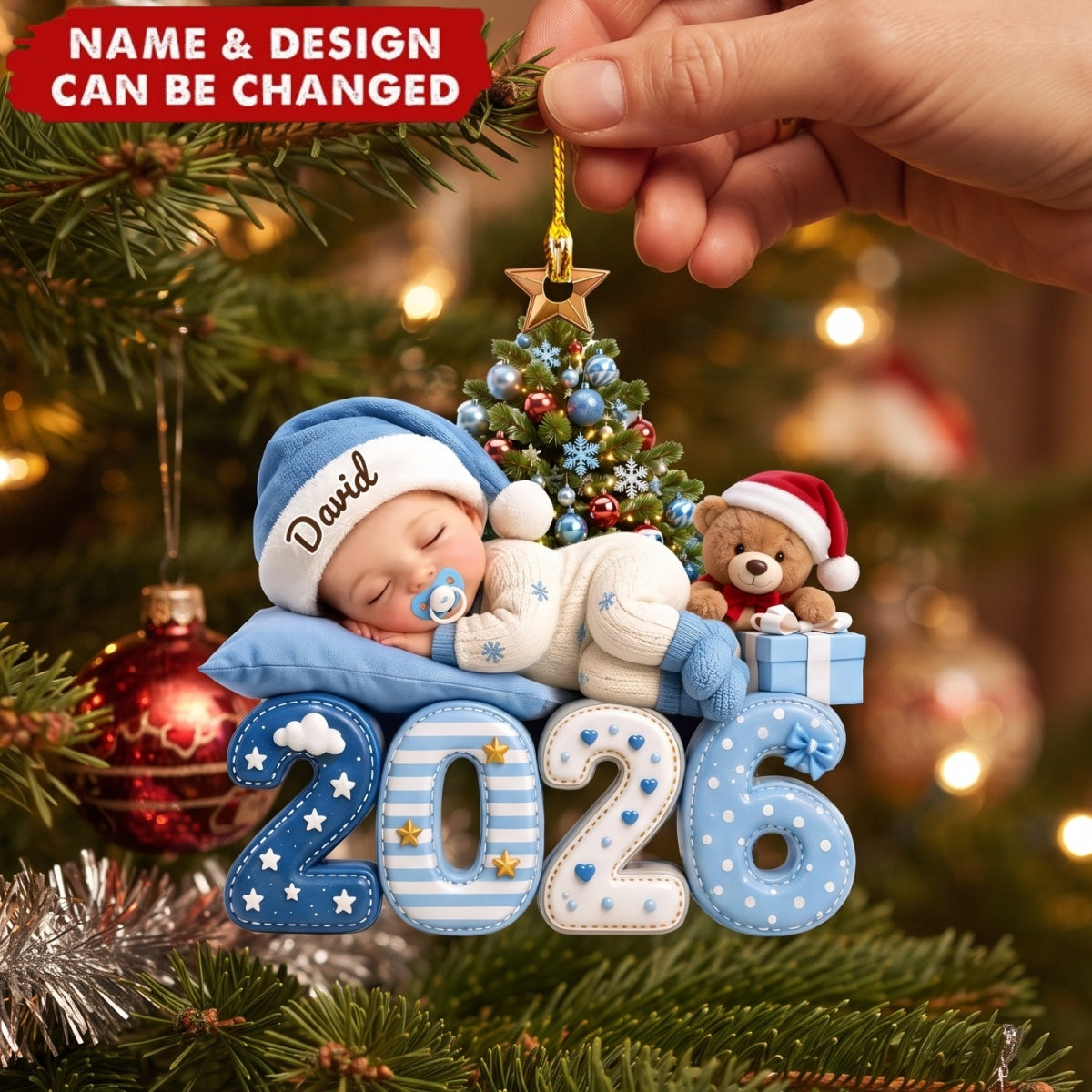 Personalized Acrylic Ornament Cute Sleeping Baby Gift for New Parents