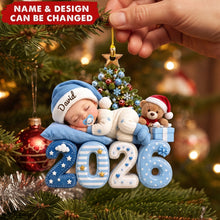 Load image into Gallery viewer, Personalized Acrylic Ornament Cute Sleeping Baby Gift for New Parents
