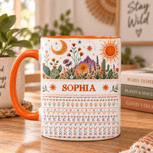 Load image into Gallery viewer, Personalized Two-Tone Mug Custom Name Desert Floral Gift for Mom
